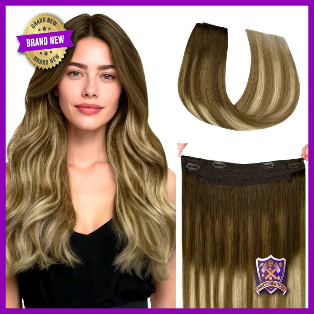 18 Inch Straight Human Hair Extensions, Adjustable Wire Clip, Reusable